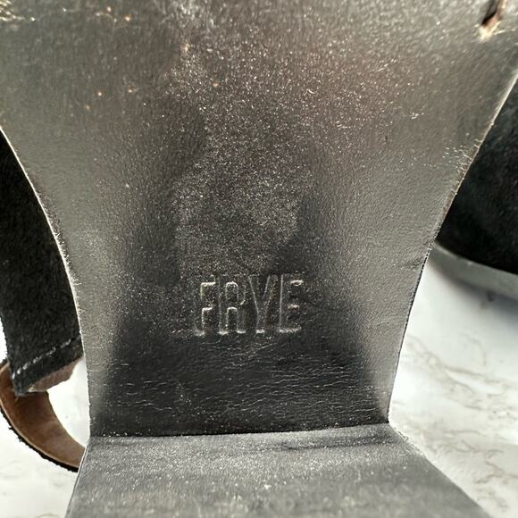 Frye Courtney Suede Slingback Heeled Mule Bootie Black Size 9 - Picture 9 of 13
